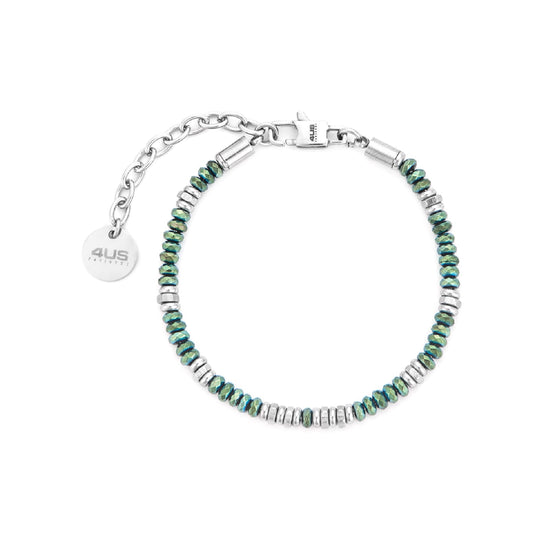 Bracciale Paciotti 4US in acciaio con ematite verde Regolabile 18-21 cm