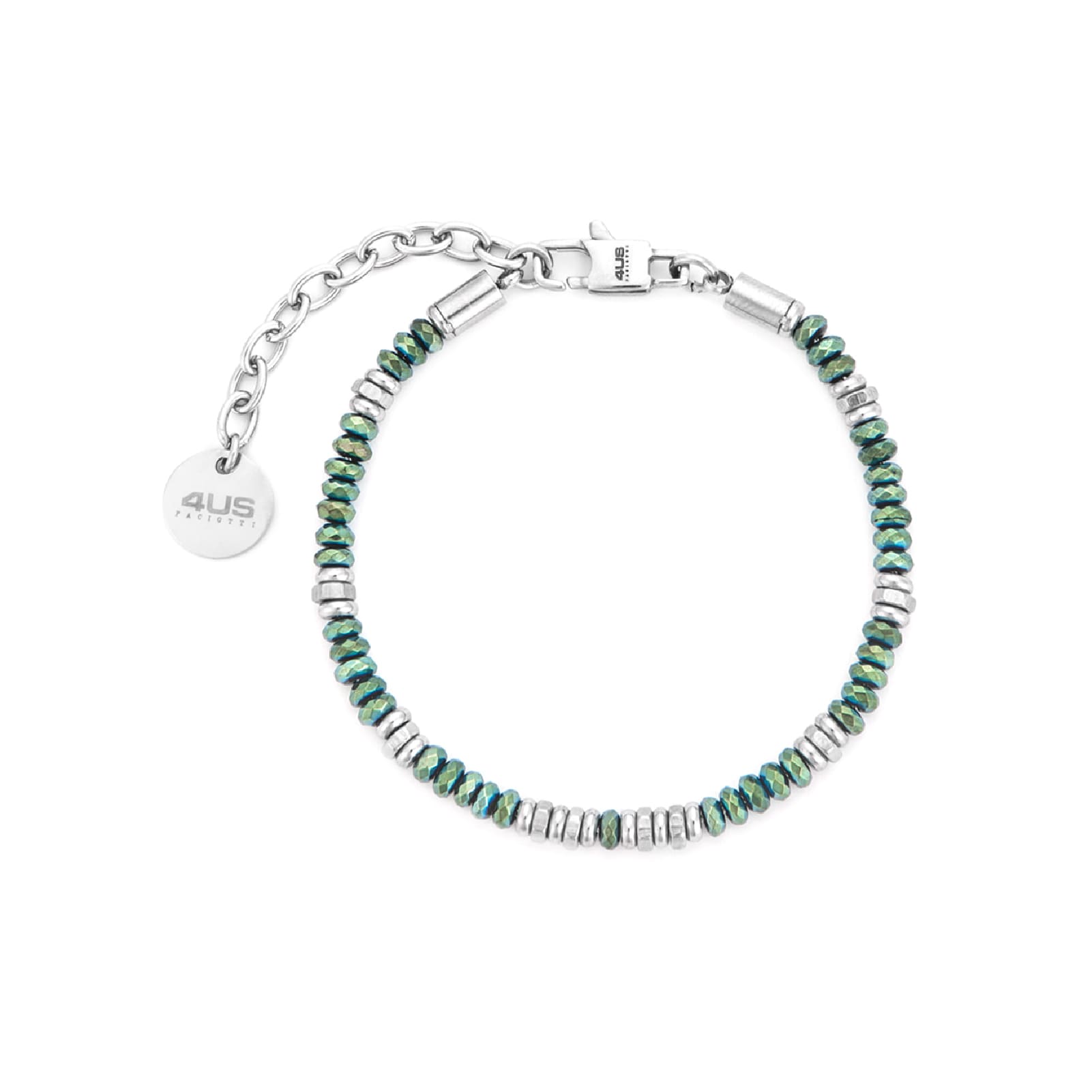 Bracciale Paciotti 4US in acciaio con ematite verde Regolabile 18-21 cm