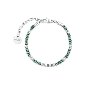Bracciale Paciotti 4US in acciaio con ematite verde Regolabile 18-21 cm