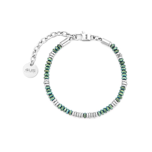 Bracciale Paciotti 4US in acciaio con ematite verde Regolabile 18-21 cm