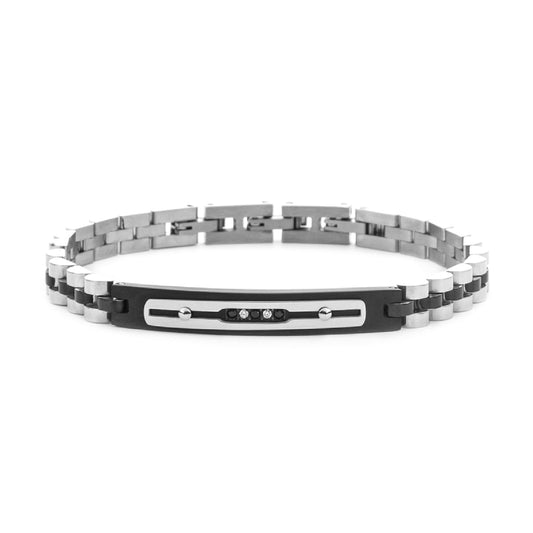 Bracciale Paciotti 4US acciaio pvd nero con zirconi Regolabile 18-21 cm