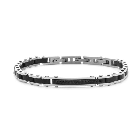 Bracciale Paciotti 4US acciaio pvd nero e zirconi neri Regolabile 18-21 cm