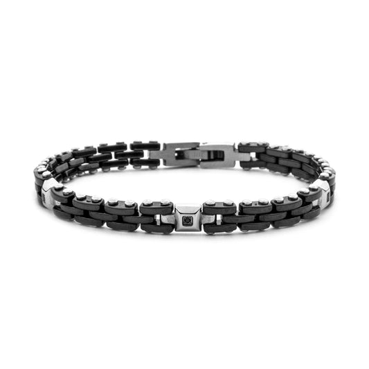 Bracciale Paciotti 4US in acciaio e ceramica con zirconi Regolabile 18-21 cm