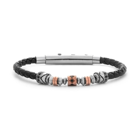 Bracciale Paciotti 4US in acciaio e pelle con zirconi Regolabile 18-21 cm