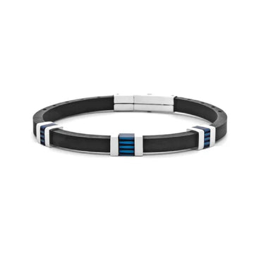Bracciale Paciotti 4US in acciaio lucido e gomma con pvd blu 21 cm