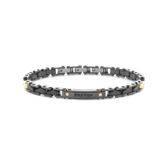 Bracciale Paciotti 4US in acciaio nero e ceramica con oro Regolabile 19-21 cm