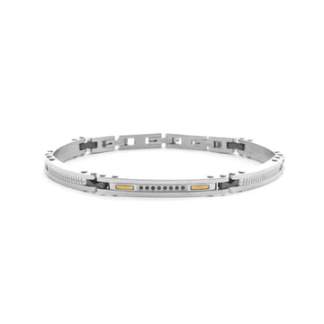 Bracciale Paciotti 4US in acciaio inserti ceramica nera e oro Regolabile 19-22 cm