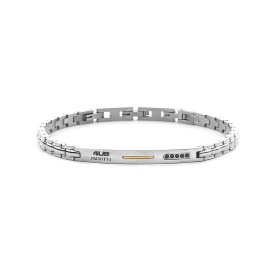 Bracciale Paciotti 4US in acciaio lucido con oro e spinelli Regolabile 19-22 cm