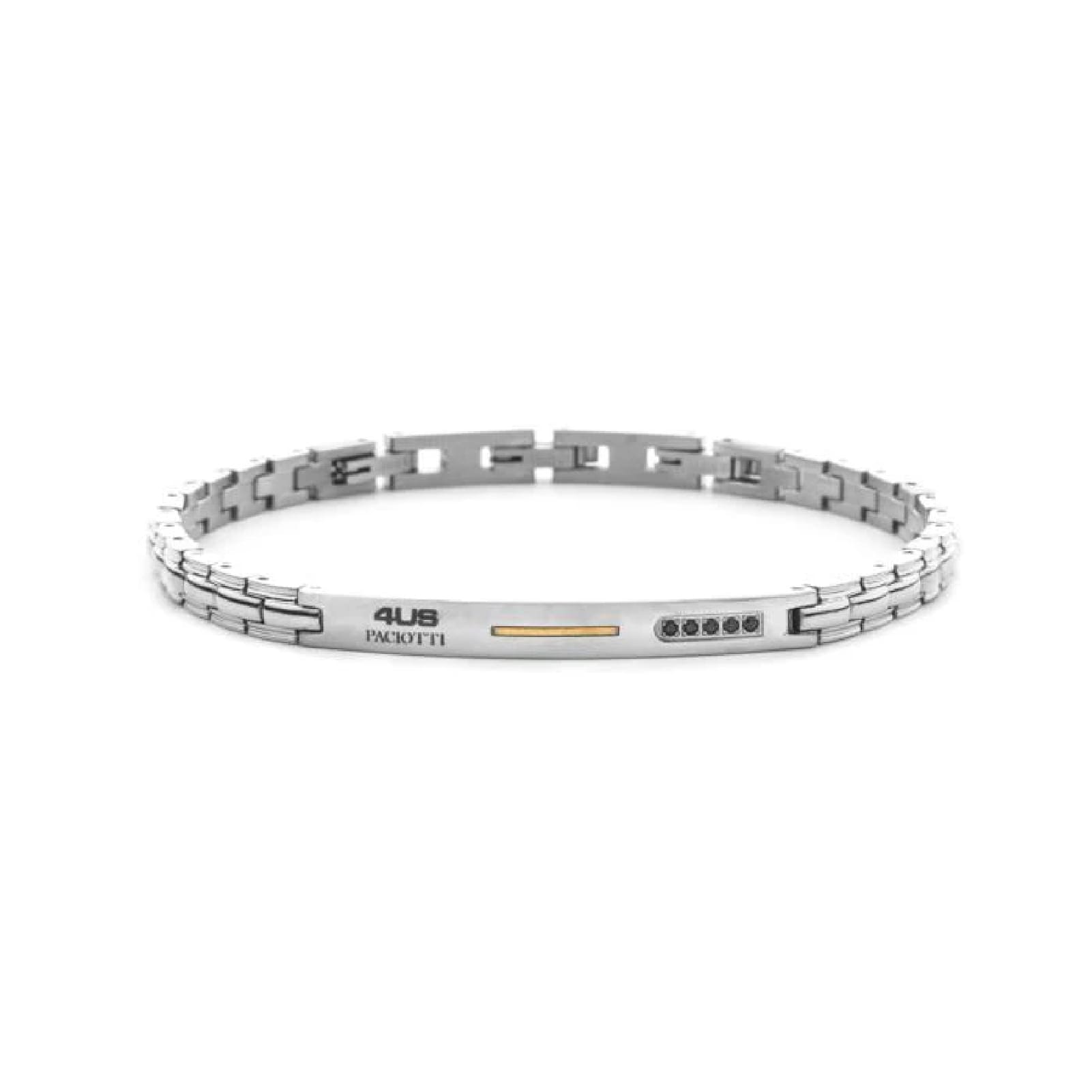 Bracciale Paciotti 4US in acciaio lucido con oro e spinelli Regolabile 19-22 cm