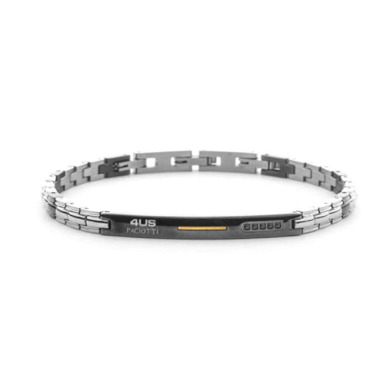 Bracciale Paciotti 4US in acciaio lucido con pvd nero e oro Regolabile 19-22 cm