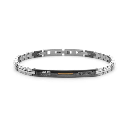 Bracciale Paciotti 4US in acciaio lucido con pvd nero e oro Regolabile 19-22 cm