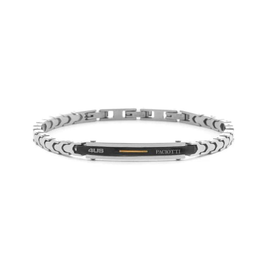 Bracciale Paciotti 4US placchetta in acciaio pvd nero e oro Regolabile 19-22 cm