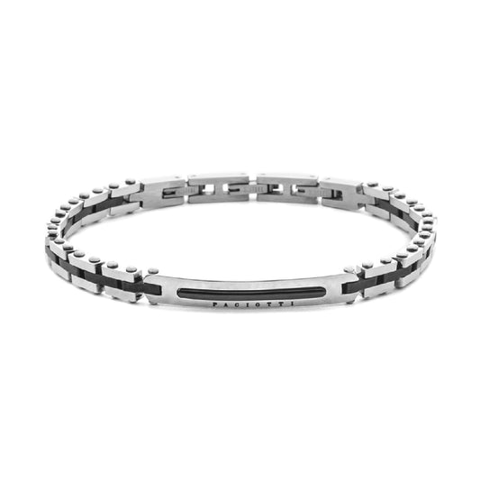Bracciale semirigido Paciotti 4US acciaio pvd nero e targhetta 21,5 cm