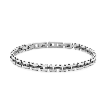 Bracciale semirigido Paciotti 4US acciaio lucido ceramica nera 21 cm