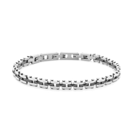 Bracciale semirigido Paciotti 4US acciaio lucido ceramica nera 21 cm