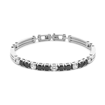 Bracciale Paciotti 4US acciaio zirconi neri e bianchi da 4mm 21 cm