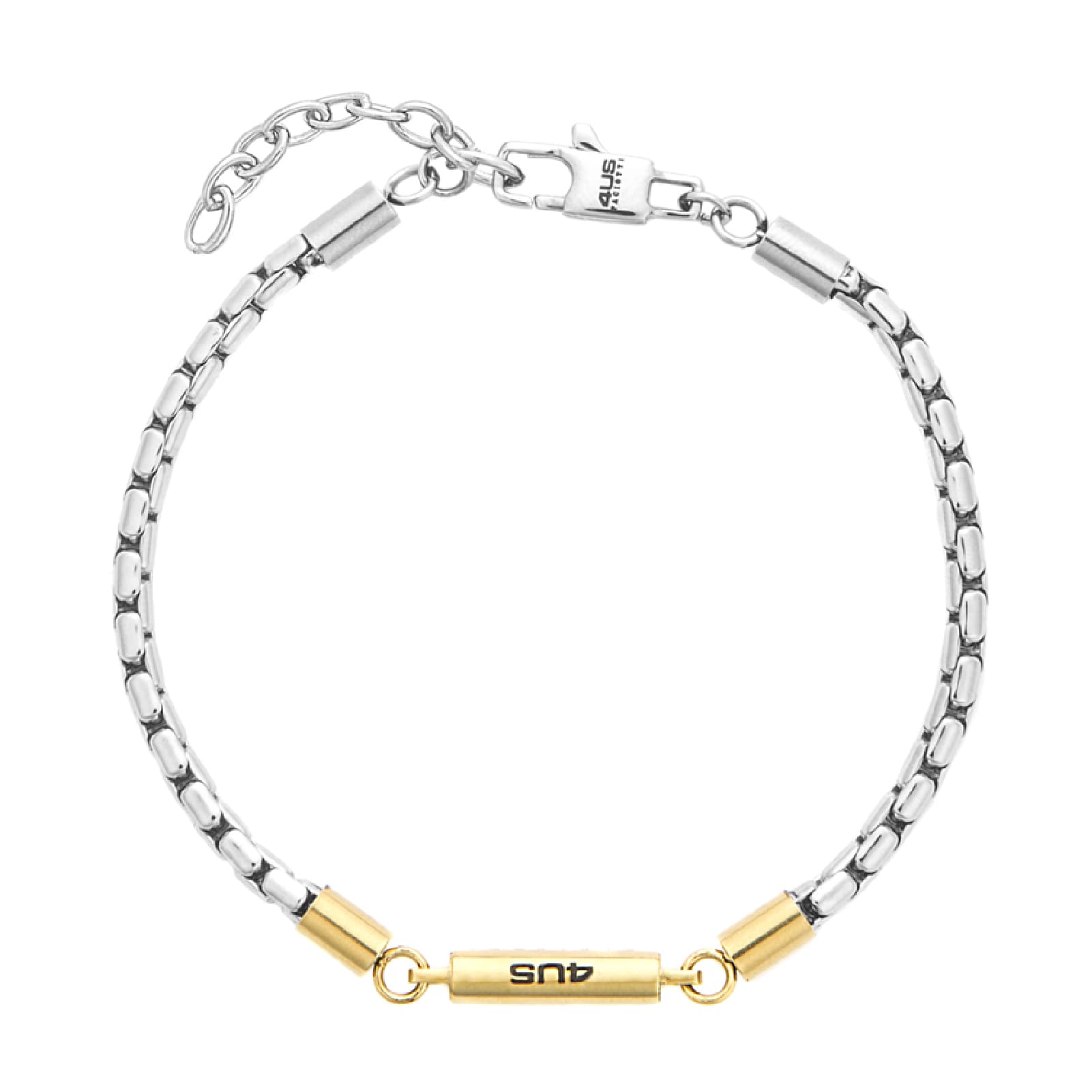 Bracciale catena Paciotti 4US acciaio pvd oro maglie a quadri 22 cm