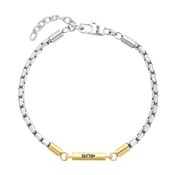 Bracciale catena Paciotti 4US acciaio pvd oro maglie a quadri 22 cm