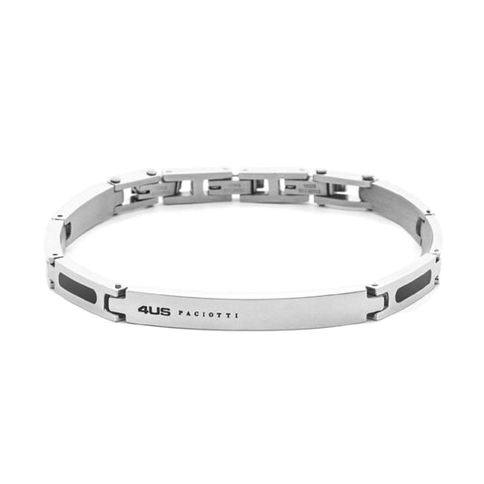 Bracciale semirigido Paciotti 4US acciaio lucido e smalto nero 21 cm