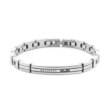 Bracciale Paciotti 4US acciaio pvd nero zirconi neri da 1,25 mm 22 cm