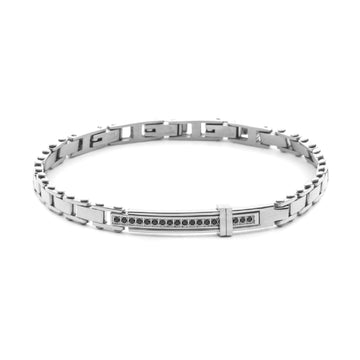 Bracciale semirigido Paciotti 4US acciaio zirconi neri da 1 mm 21 cm