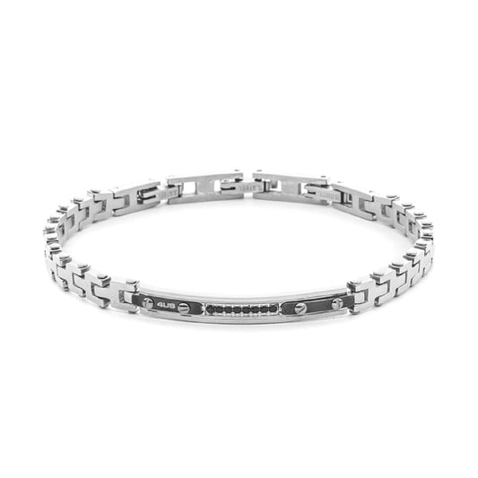 Bracciale Paciotti 4US acciaio pvd nero zirconi neri da 1,5 mm 21 cm