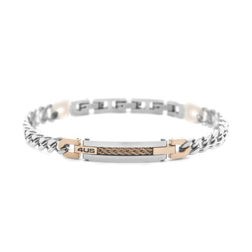 Bracciale semirigido Paciotti 4US acciaio lucido pvd oro rosa 22 cm