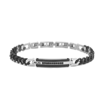 Bracciale Paciotti 4US acciaio pvd nero con catena zirconi 22 cm