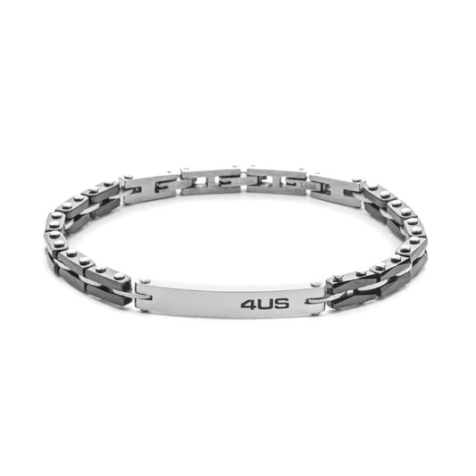 Bracciale Paciotti 4US acciaio ceramica nera con targhetta 22 cm