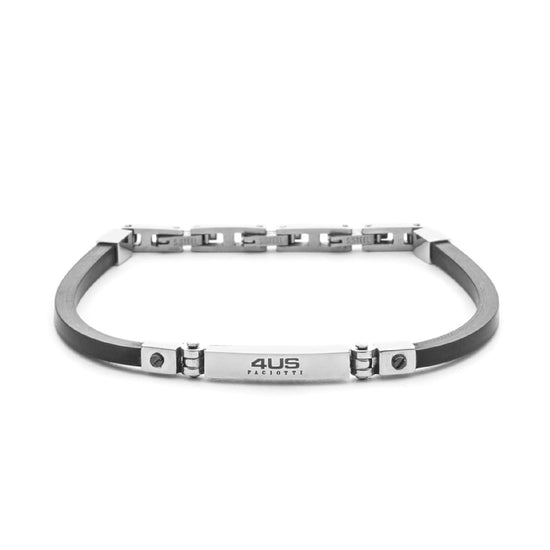 Bracciale Paciotti 4US acciaio lucido pvd gun e cinturino gomma 22 cm