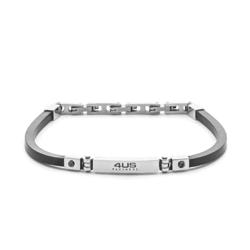 Bracciale Paciotti 4US acciaio lucido pvd gun e cinturino gomma 22 cm