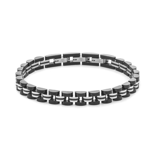 Bracciale Paciotti 4US acciaio lucido pvd nero con maglie 21 cm
