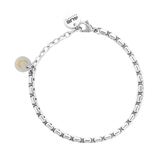 Bracciale Paciotti 4US acciaio pvd oro con portafortuna 22 cm