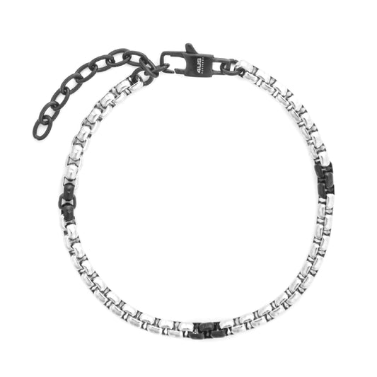 Bracciale Paciotti 4US acciaio lucido e pvd gun con catena 22 cm