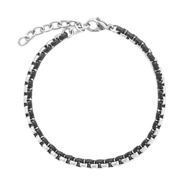 Bracciale Paciotti 4US acciaio lucido e pvd nero con catena 22 cm