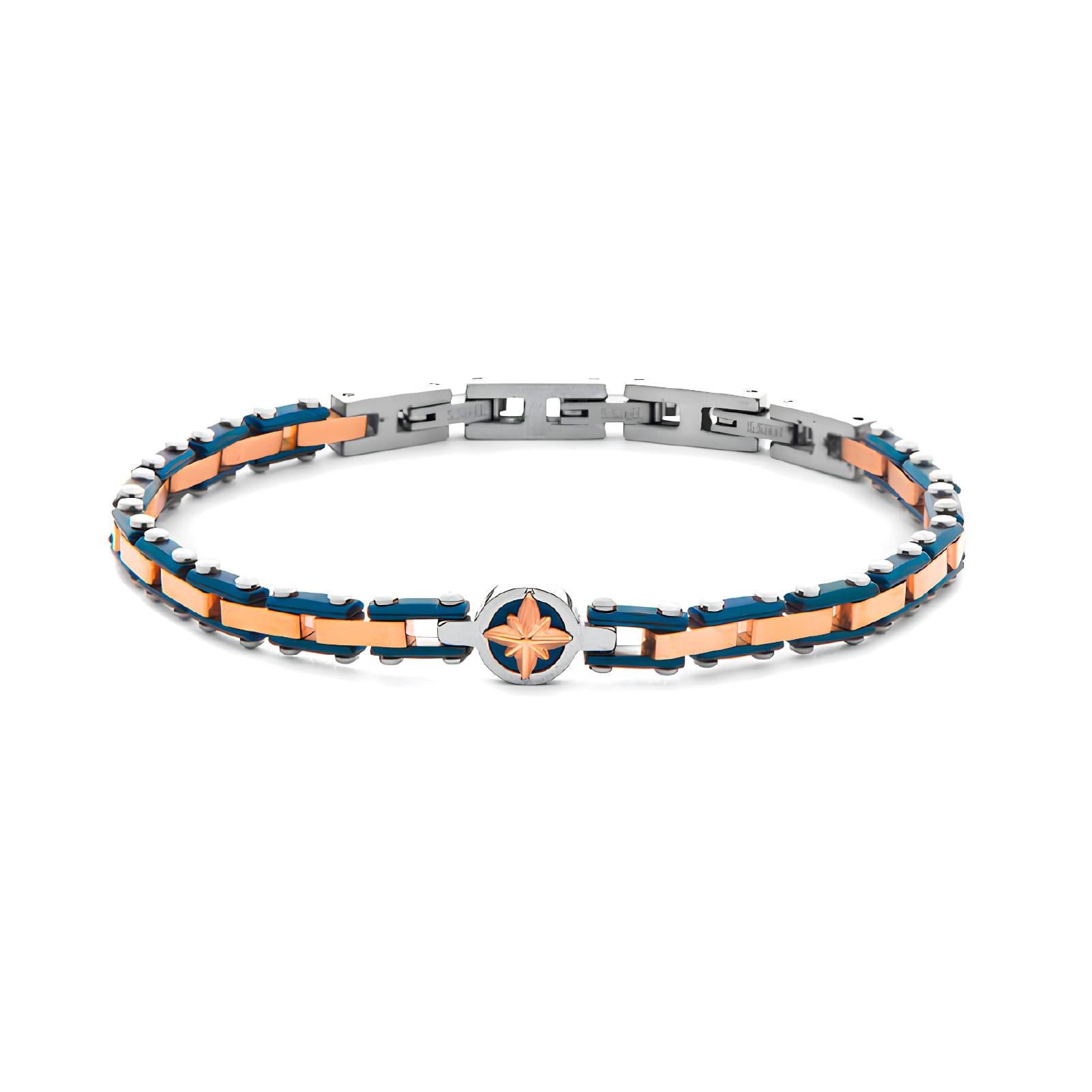 Bracciale Paciotti 4US Casual acciaio pvd blu rosa dei venti 21,5 cm