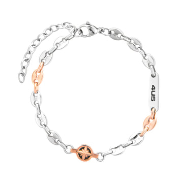 Bracciale catena Paciotti 4US Casual acciaio rosa dei venti 23 cm