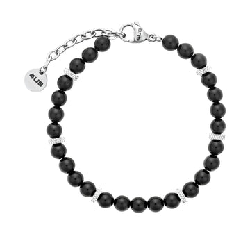 Bracciale Paciotti 4US Casual in acciaio e onice nera 23 cm