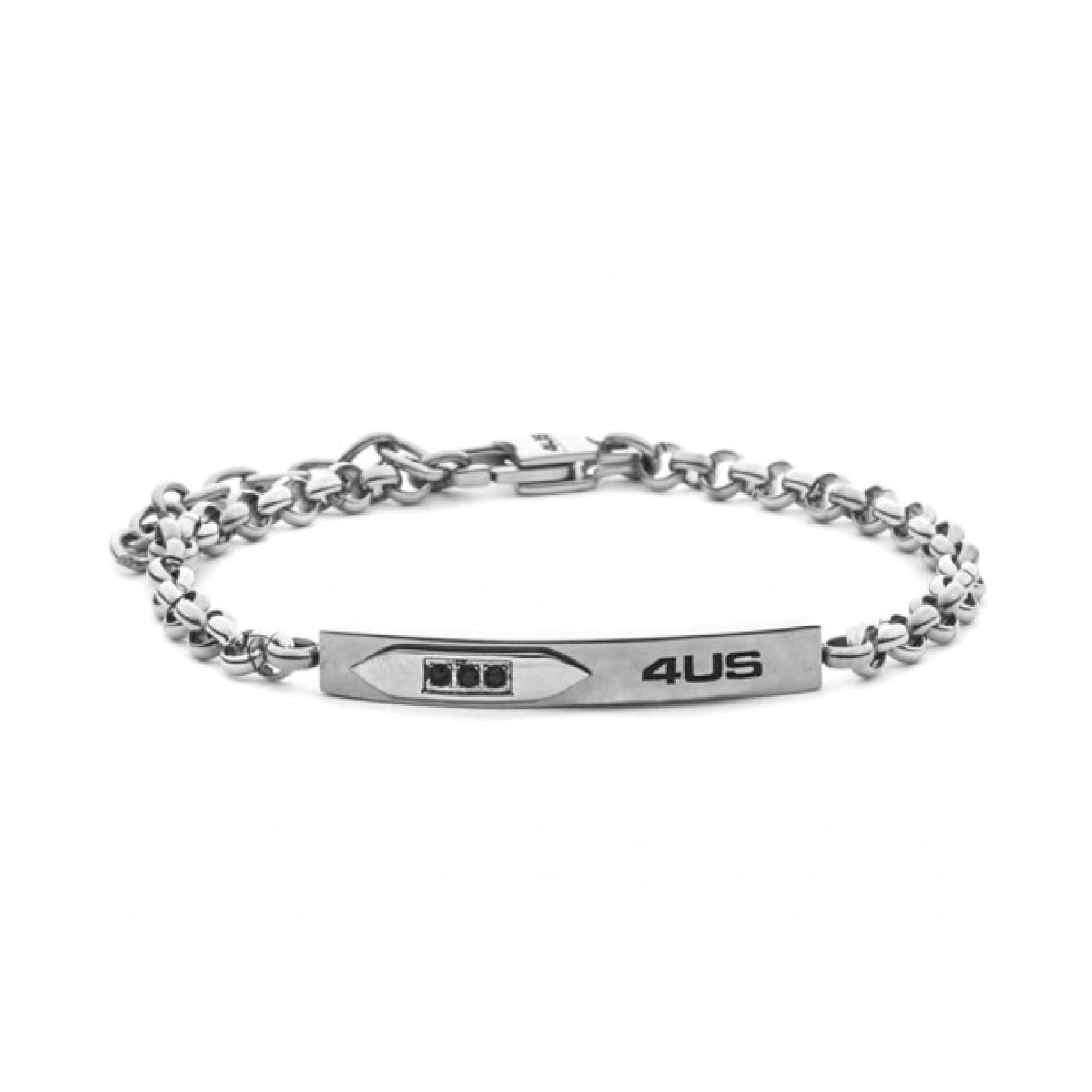 Bracciale Paciotti 4US Teenager in acciaio e zirconi neri 23 cm