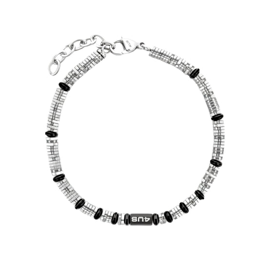 Bracciale Paciotti 4US Teenager acciaio e pvd nero rondelle 23 cm