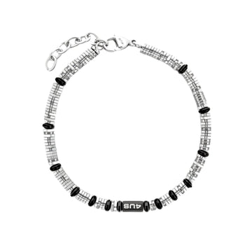 Bracciale Paciotti 4US Teenager acciaio e pvd nero rondelle 23 cm