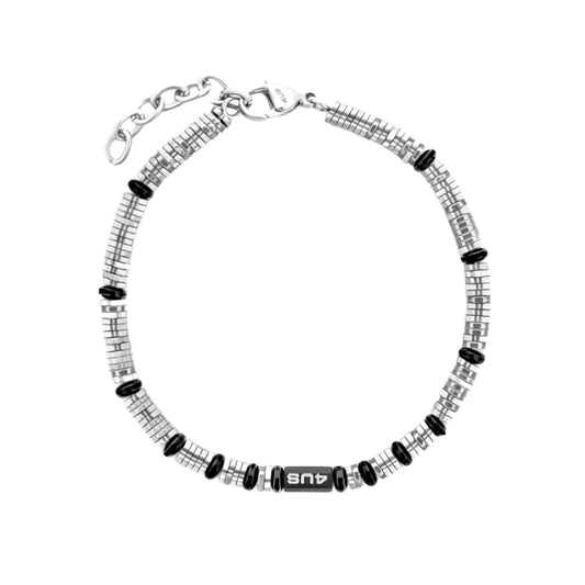 Bracciale Paciotti 4US Teenager acciaio e pvd nero rondelle 23 cm