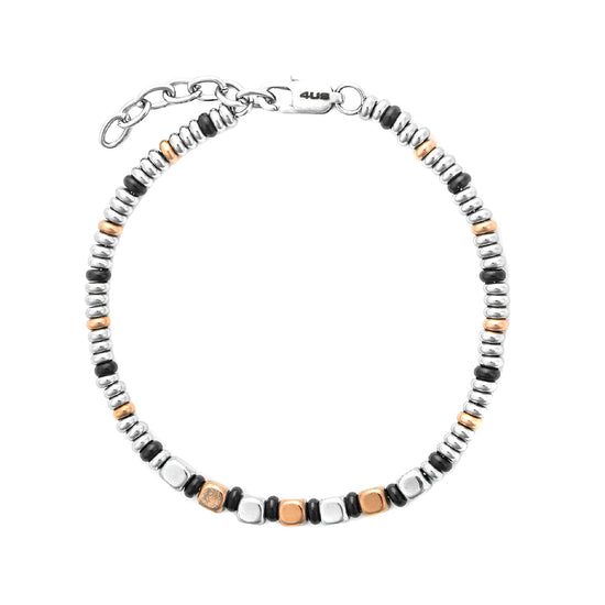 Bracciale Paciotti 4US Teenager acciaio pvd nero e oro rosa 23 cm