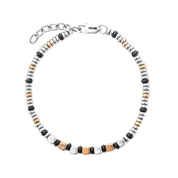 Bracciale Paciotti 4US Teenager acciaio pvd nero e oro rosa 23 cm
