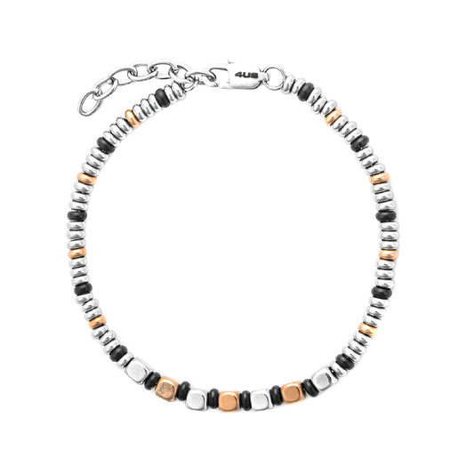 Bracciale Paciotti 4US Teenager acciaio pvd nero e oro rosa 23 cm