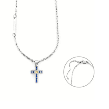 Collana Paciotti 4US pendente croce con oro 18kt e pietre blu MISURA UNICA
