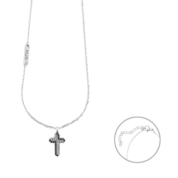 Collana Paciotti 4US in acciaio e zirconi bianchi e neri MISURA UNICA
