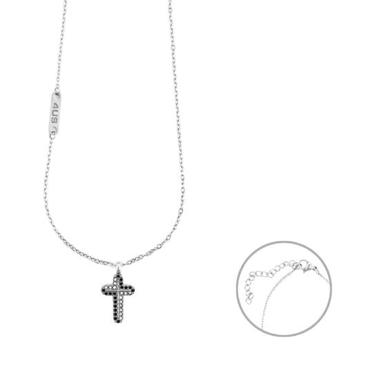 Collana Paciotti 4US in acciaio e zirconi bianchi e neri MISURA UNICA