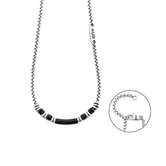 Collana uomo Paciotti 4US in acciaio con tubini neri centrali MISURA UNICA