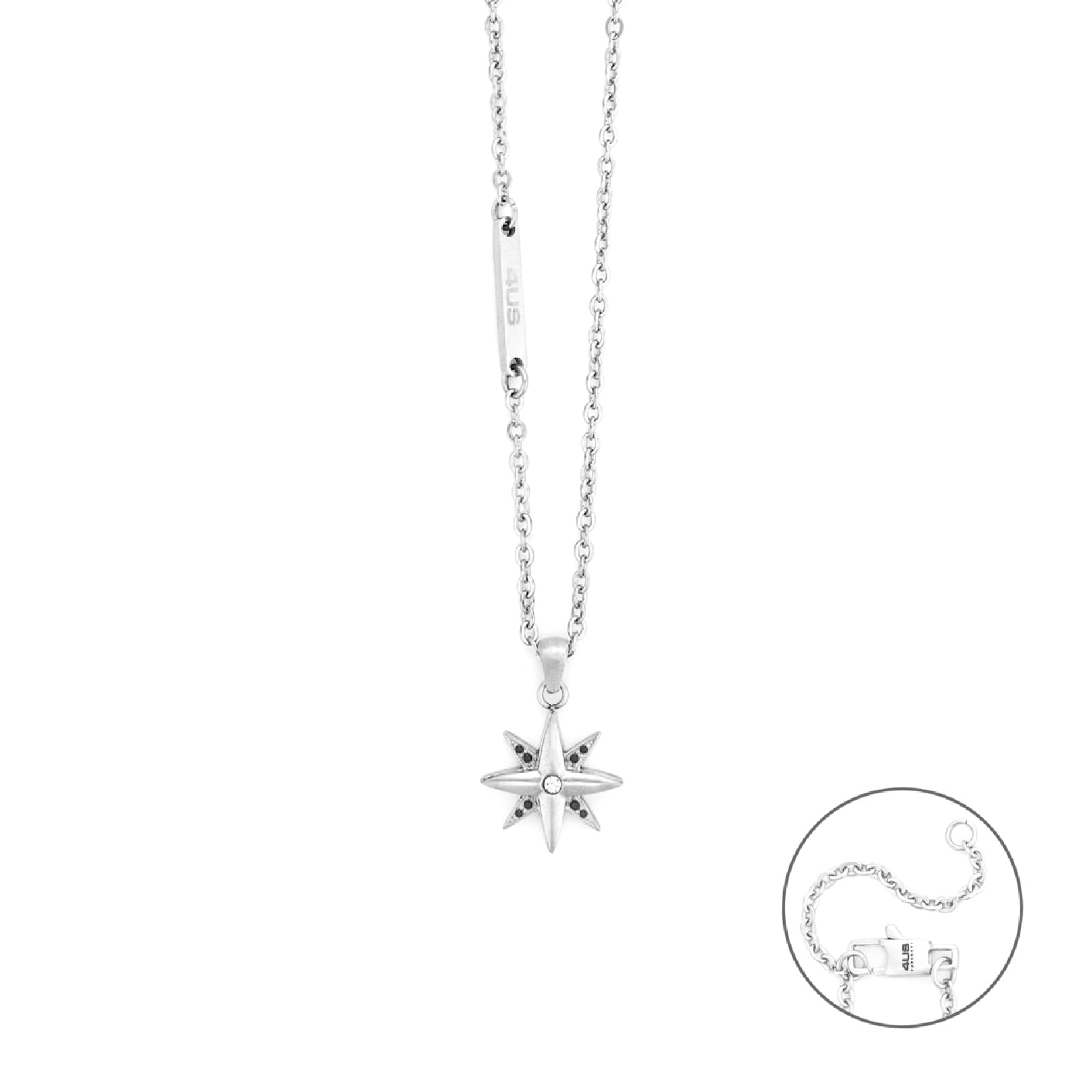Collana Paciotti 4US rosa dei venti in acciaio con zirconi MISURA UNICA